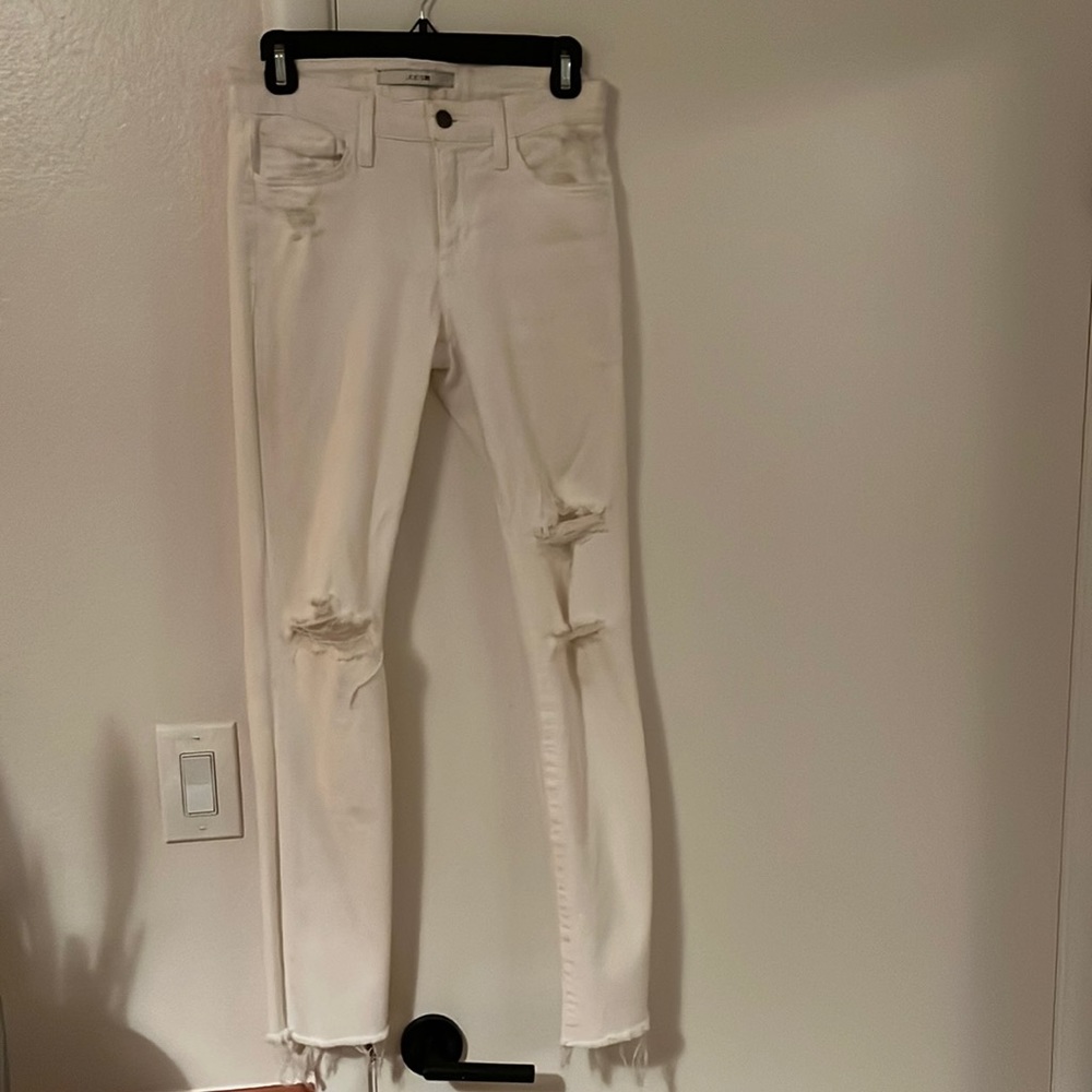 Distressed White Joes Jeans
